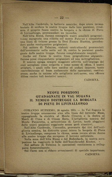 Il diario della nostra guerra : bollettini ufficiali dell'esercito e della marina